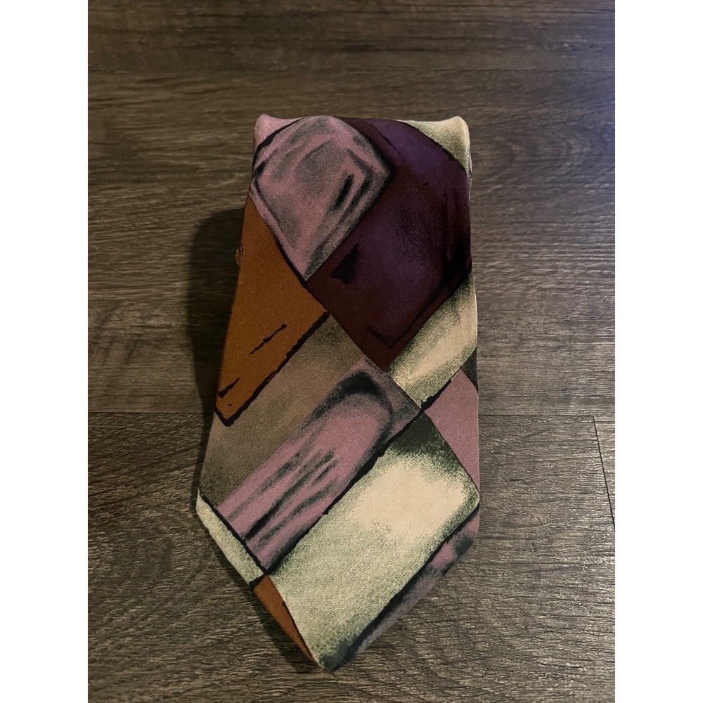 J.T. Beckett Mens Necktie Abstract Geometric Silk Purple OS